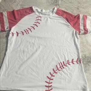 Women's Baseball Raglan Tee - White and Red